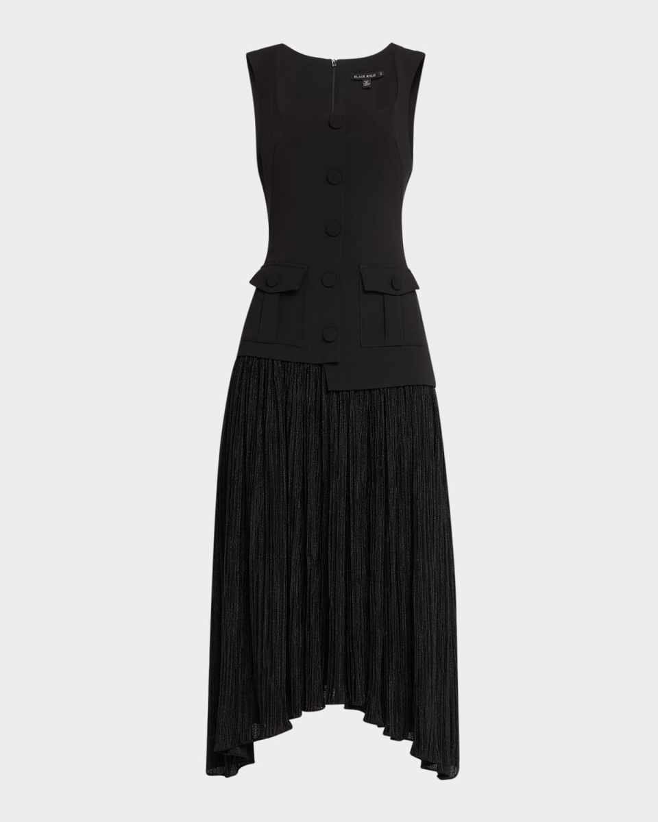 Vianey Shimmer Mixed Media Midi Dress